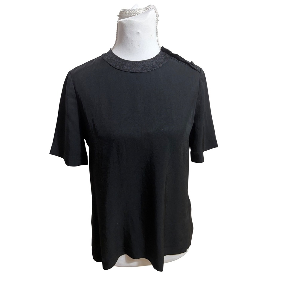 Rag & Bone Aiden relaxed shoulder Black Short Sleeve Button Shoulder Tee XS‎